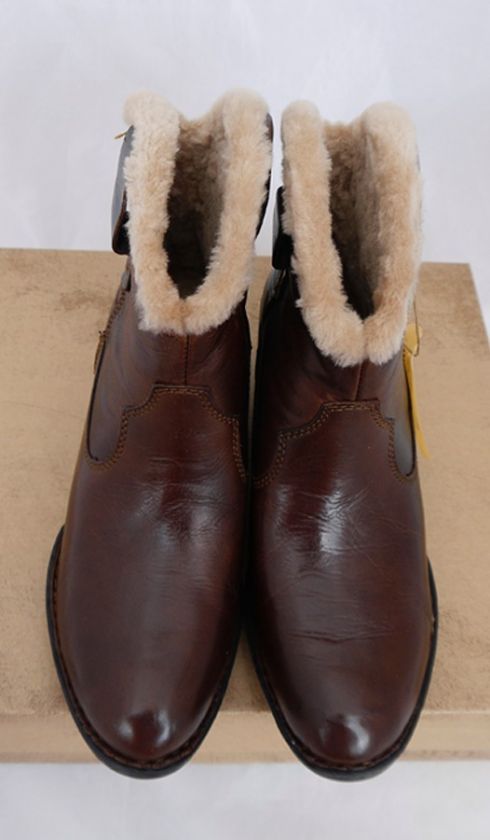 Born Lila Leather Bootie with Shearling Lining Brown / 9.5M  