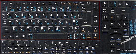 Netbook Swedish Finnish English keyboard stickers Black  