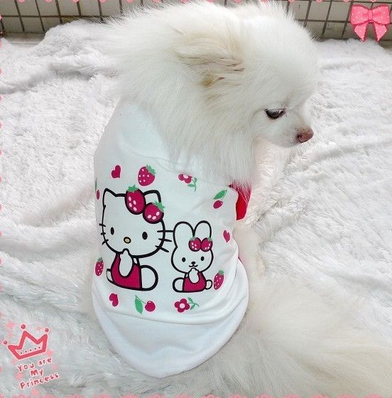 strawberry kitty dog Shirt Clothes Apparel Pet Supplies  