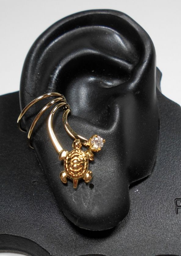 Short Wave Turtle w/Cubic Zirconia Ear Cuff Wrap Charm  