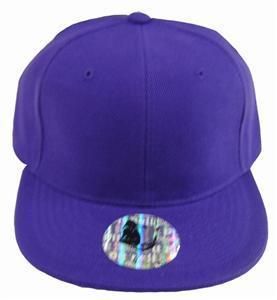 FITTED FLAT BILL FLAT BRIM HAT CAP PLAIN SM PURPLE  