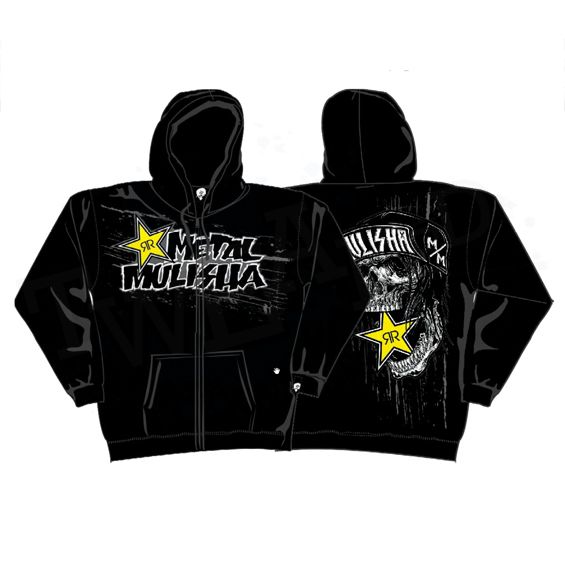 New Metal Mulisha   Rock Star Wide Open Zip Up Hoodie   Black   Large