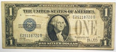 1928 B $1 Silver Certificate Funny Back Paper Money  