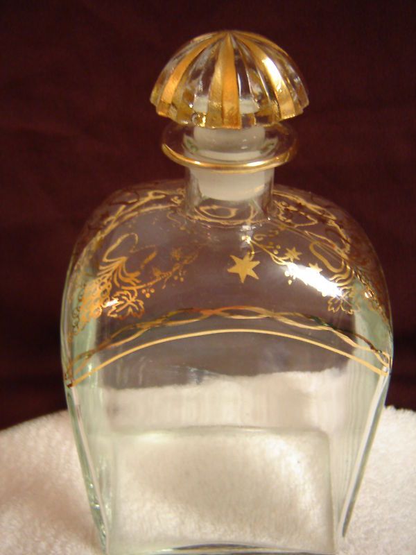 SHABBY vintage GLASS DECANTER romantic BATH bottle STOPPER vanity GLAM 