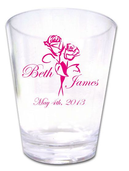 100 PERSONALIZED Custom Roses Wedding FAVOR Shot Glass  