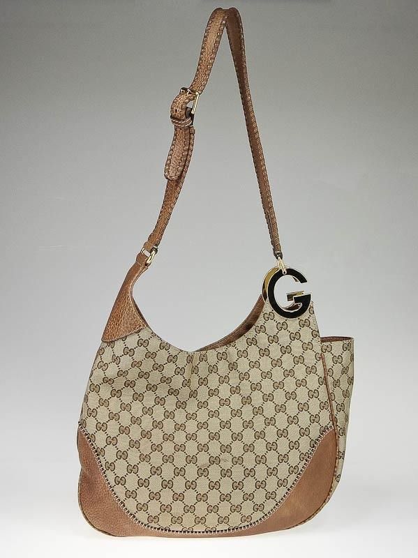 Gucci Beige/Brown GG Canvas Charlotte Hobo Bag  