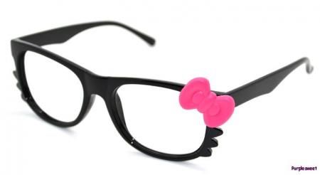 Cute Hello Kitty Bow Bowtie Women Girl Glasses Frame Costume Fashion 