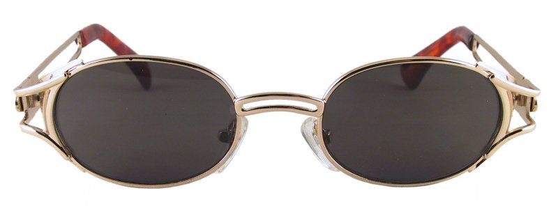 Cyberpunk Steampunk Gold Side Shield Sun Glasses 2685  