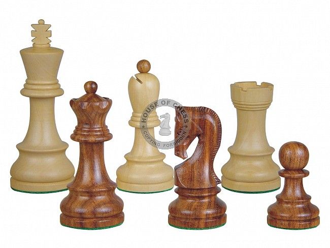 Wooden Staunton Yugo (Zagreb) Chess Pieces Golden Rosewood 3 3/4