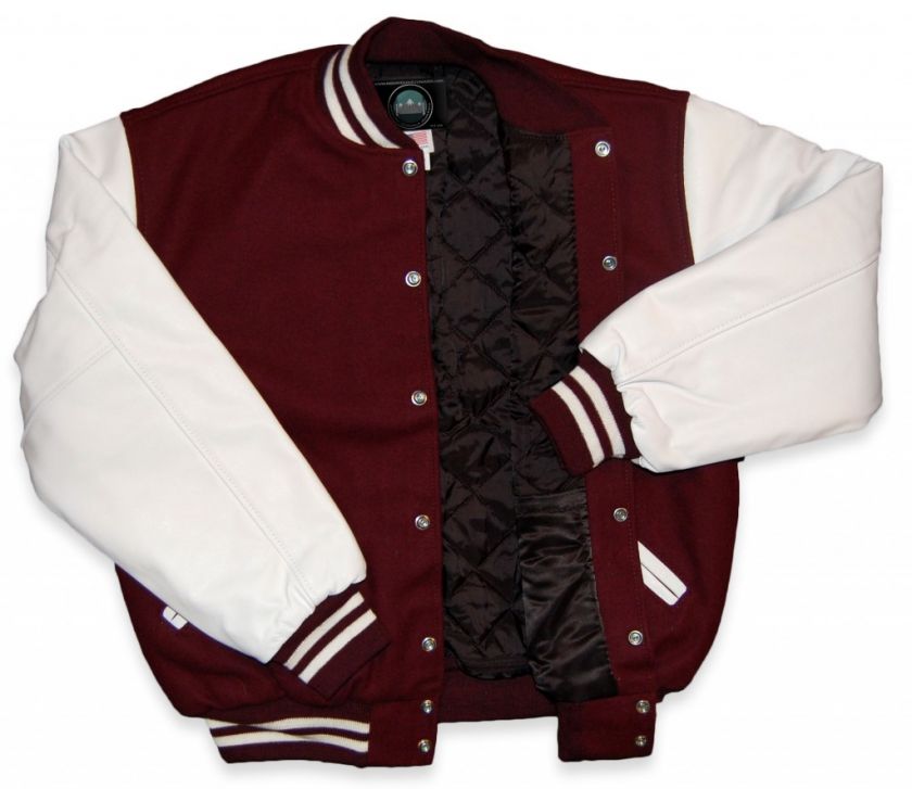 More Pictures of This Maroon and White Varsity Letterman Jacket