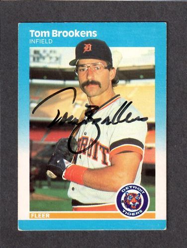 1987 FLEER #145 Tom Brookens TIGERS AUTOGRAPH AUTO COA  