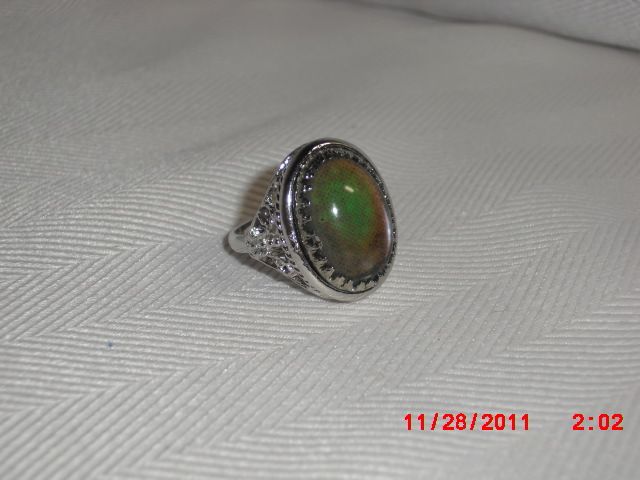 Vintage Mood Ring Silver tone filigree size 5  