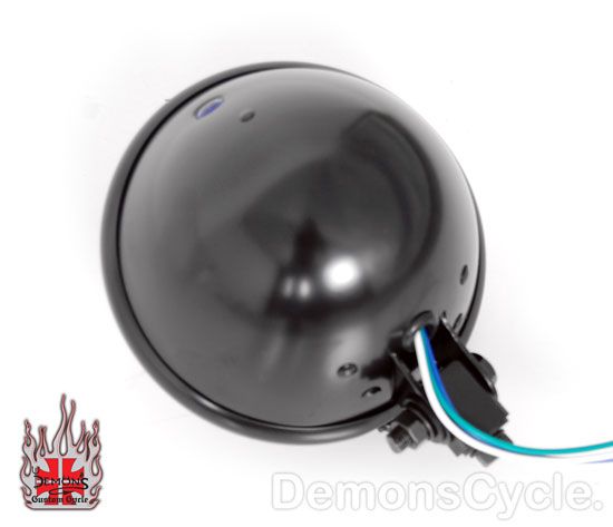 BOBBER CUSTOM BLACK METAL HEADLIGHT HALOGEN H4 55W fits HARLEY 