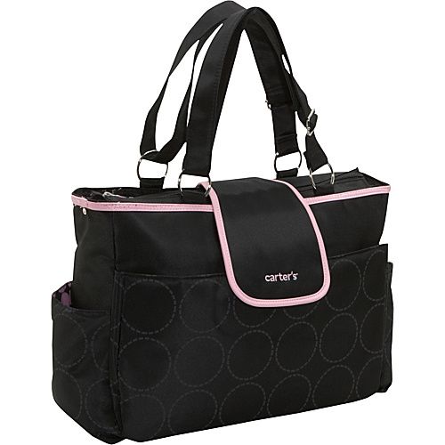 Carters Carters Tonal Dot Tote   Black w/Pink Trim  