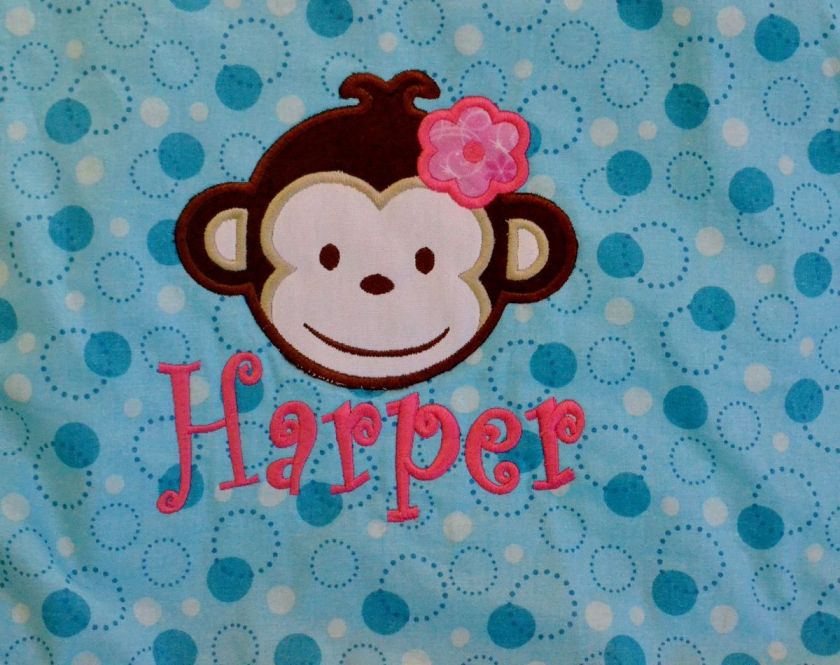 Monkey Applique Nap Mat Custom Boutique Personalized  
