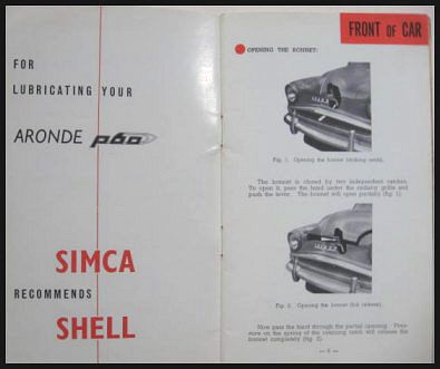 1958 Simca Aronde P60 Original Owners Owners Manual  