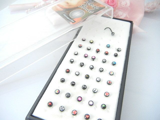 LOT120PCS Fancy logos Nose Stud Body Piercing Jewelry  