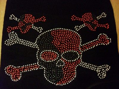 NEW BLACK STUDDED PIRATE SKULL BEANIE HAT BIKER ~2  