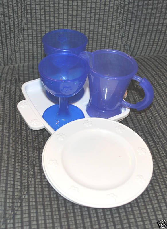 Lot Childs Mattel Plastic Cups Pitcher Plates Tray VTG  