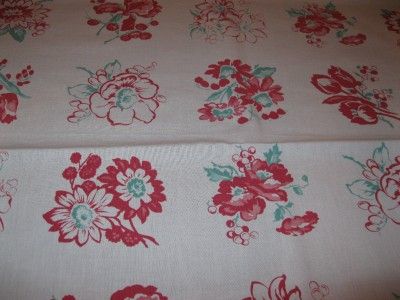 VINTAGE SQUARE COTTON RETRO FLORAL TABLECLOTH 46 X 44  