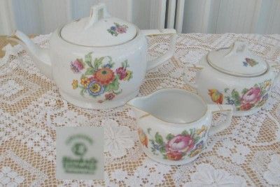 BLOCH & CO. EICHWALD PORCELAIN TEA POT, CREAM & SUGAR  