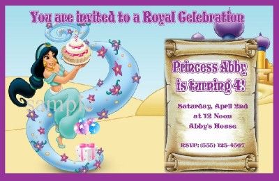 CUSTOM PRINCESS JASMINE INVITATIONS OR THANK YOUS  