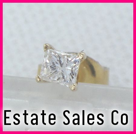 14kyg Single Princess Diamond Stud Earring .30 carats  