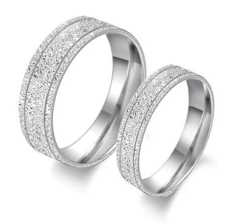 New Titanium Steel Promise Ring Set Couple Wedding Bands Shine Frost 