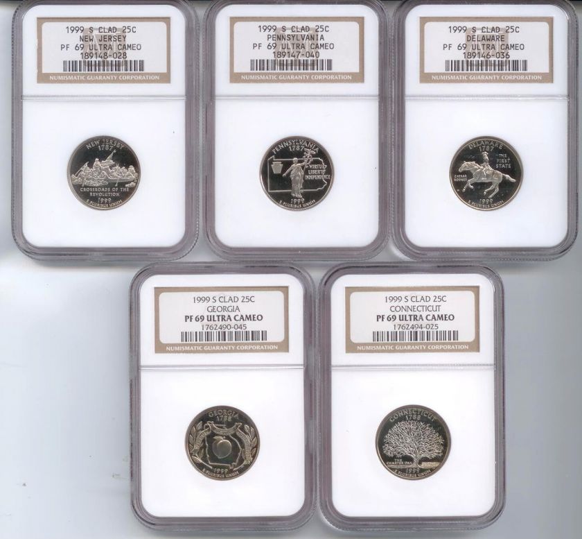 1999 US MINT CLAD STATE QUARTERS PROOF SET NGC PF69UC  