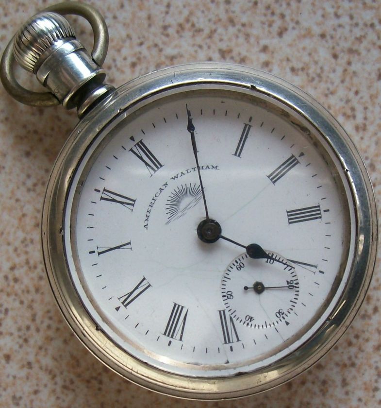   Waltham Sol Pocket Watch Silver Case 57 mm Open face Running condition