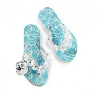 New Mud Pie Cabana Cool Blue Starfish flip flops Sandals S 5 6  