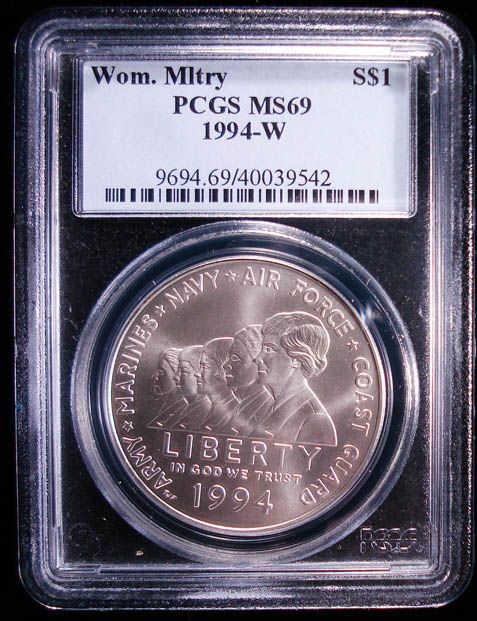   WOMEN IN MILITARY COMMEMORATIVE SILVER DOLLAR, PCGS MS69  