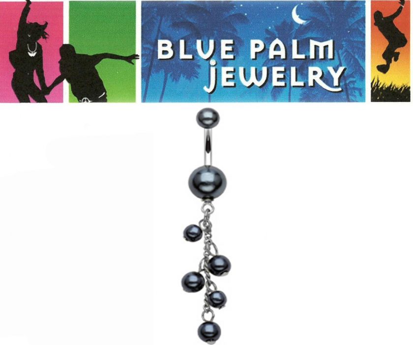 Black Pearl Bead Belly Button Ring Navel Dangle B302  