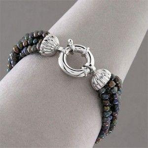 Sterling Silver Freshwater Pearl Bracelet Twisted Six Strand 