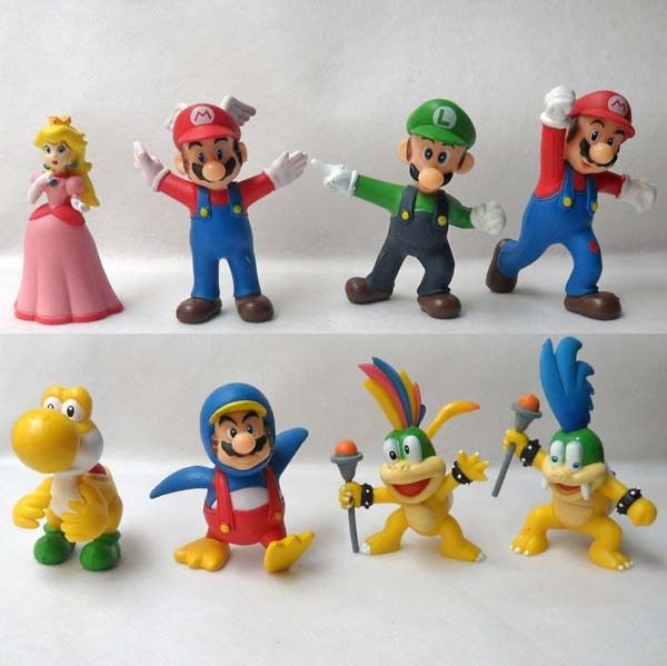 New 8 Super Mario Bros Luigi Action Figures Gift  