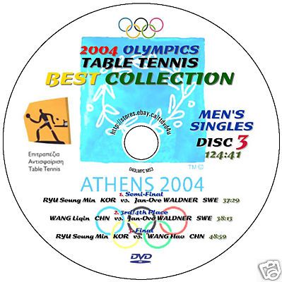 2004 Athens Olympics Table Tennis 3 DVD   MENS SINGLES  