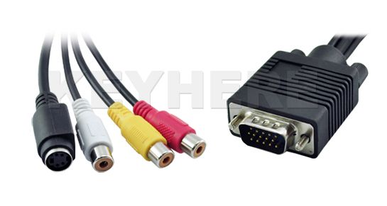 PC VGA to S Video AV RCA TV Out Converter Adapter Cable  