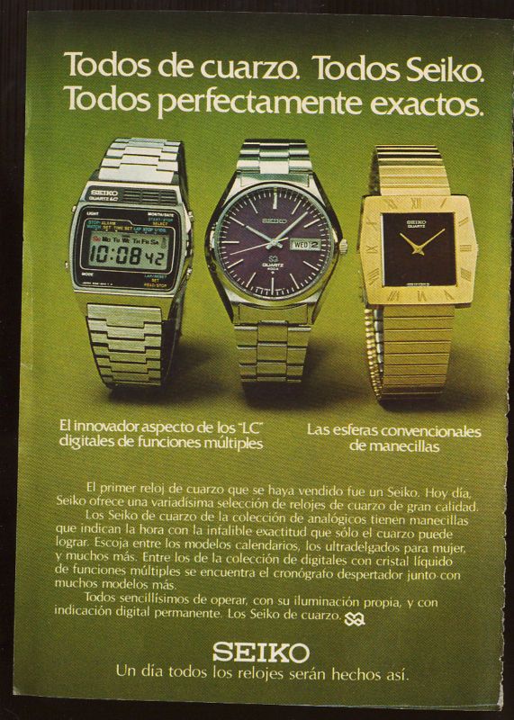 70 VINTAGE ARGENTINA ADVERTISING SEIKO WATCH QUARTZ AD  